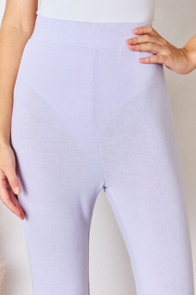 Blue Zone Planet | RISEN Full Size High Waist Ultra Soft Knit Flare Pants BLUE ZONE PLANET