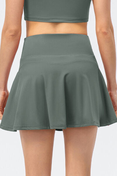 High Waist Wide Waistband Active Skirt BLUE ZONE PLANET