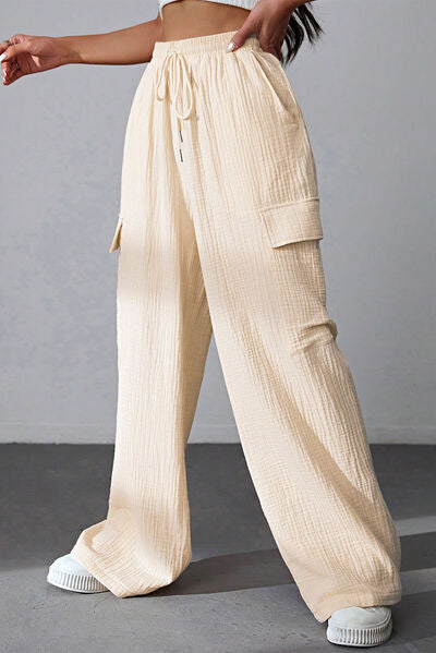 Blue Zone Planet | Drawstring Pocketed Wide Leg Pants BLUE ZONE PLANET