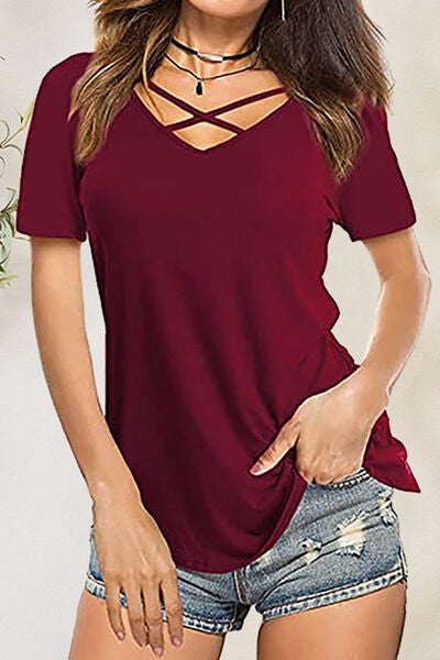 Blue Zone Planet | Crisscross Short Sleeve T-Shirt BLUE ZONE PLANET