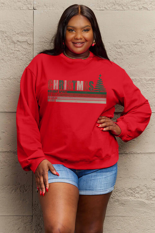 Simply Love Full Size CHRISTMAS Long Sleeve Sweatshirt BLUE ZONE PLANET
