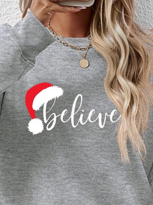 BELIEVE Graphic Long Sleeve Sweatshirt BLUE ZONE PLANET