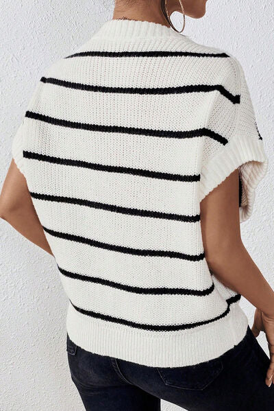 Blue Zone Planet | Striped Round Neck Sweater Vest BLUE ZONE PLANET