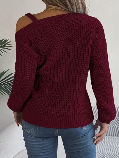 Blue Zone Planet | Asymmetrical Neck Long Sleeve Sweater BLUE ZONE PLANET