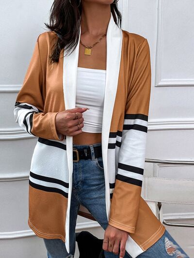 Blue Zone Planet | Color Block Open Front Cardigan BLUE ZONE PLANET