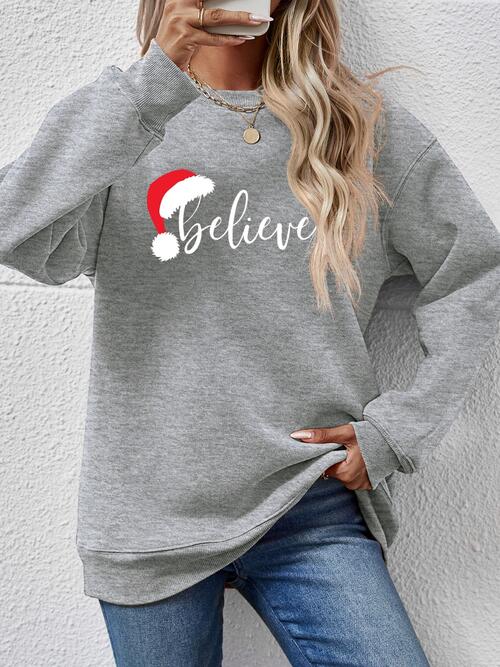 BELIEVE Graphic Long Sleeve Sweatshirt BLUE ZONE PLANET