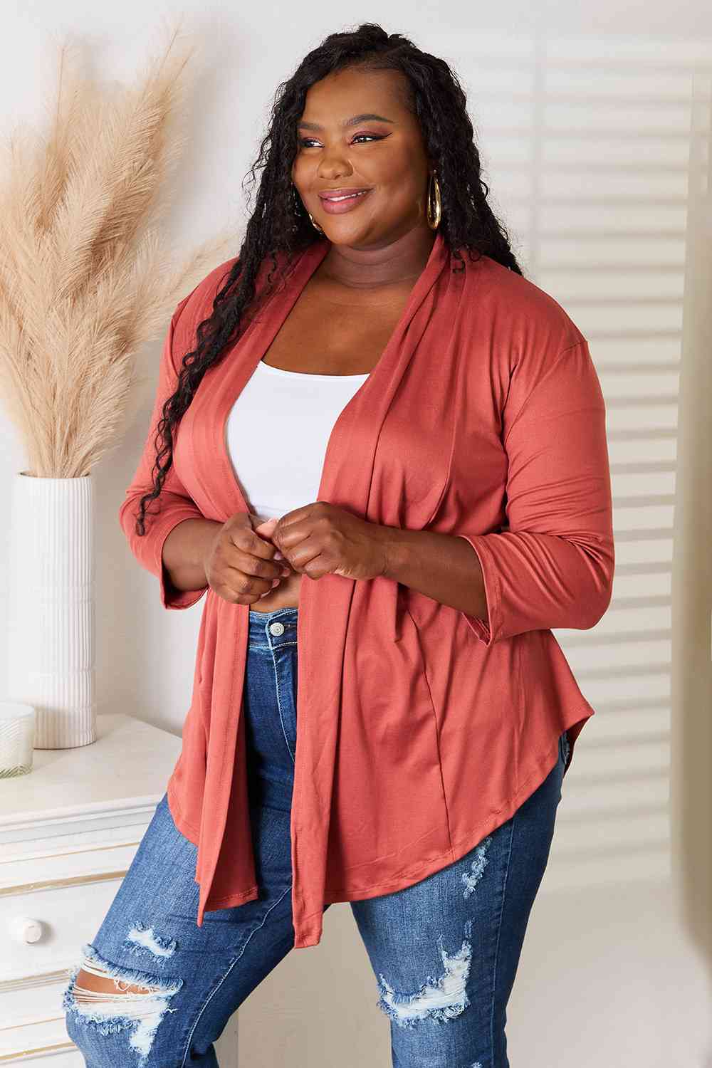 Culture Code Full Size Open Front Cardigan BLUE ZONE PLANET