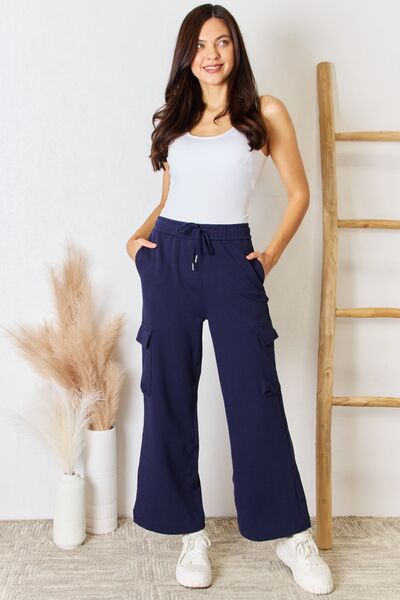 Blue Zone Planet | RISEN Drawstring Relaxed Cargo Wide Leg Pants BLUE ZONE PLANET