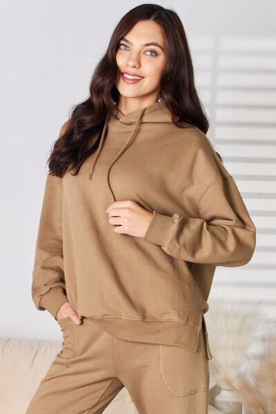 Blue Zone Planet | RISEN Drawstring Drop Shoulder Long Sleeve Hoodie BLUE ZONE PLANET