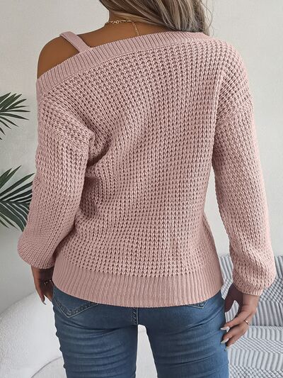 Blue Zone Planet | Asymmetrical Neck Long Sleeve Sweater BLUE ZONE PLANET