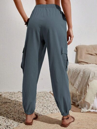 Drawstring Joggers with Cargo Pockets Trendsi