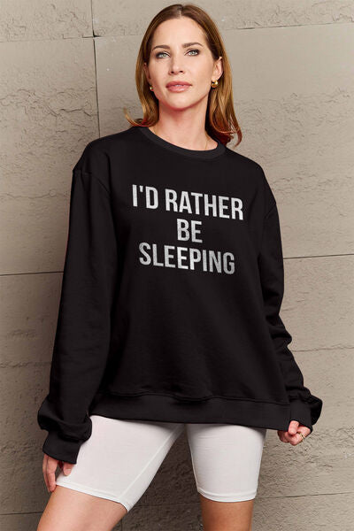 Blue Zone Planet | Simply Love Full Size I'D RATHER BE SLEEPING Round Neck Sweatshirt BLUE ZONE PLANET