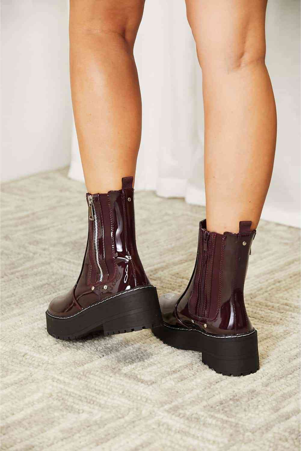 Forever Link Side Zip Platform Boots BLUE ZONE PLANET