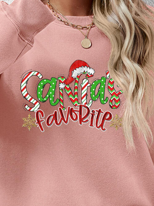 Letter Graphic Round Neck Long Sleeve Sweatshirt BLUE ZONE PLANET