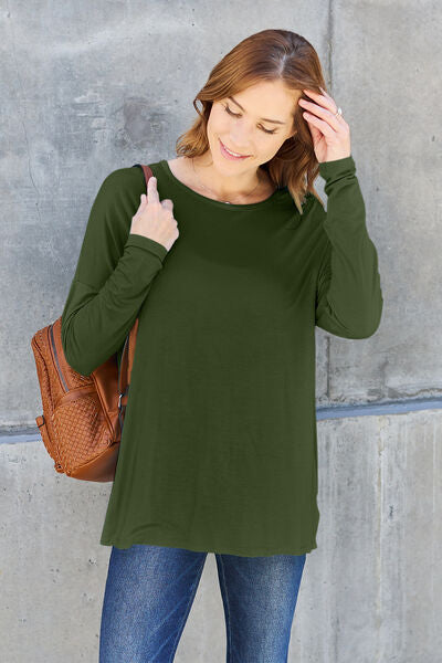 Blue Zone Planet | Basic Bae Full Size Round Neck Dropped Shoulder T-Shirt BLUE ZONE PLANET