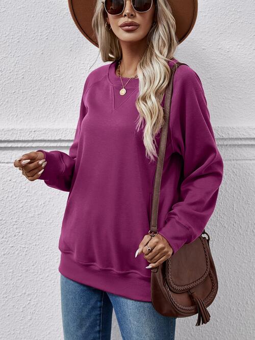 Round Neck Long Sleeve Sweatshirt BLUE ZONE PLANET