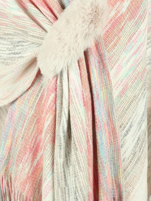 Heathered Fringe Hem Poncho BLUE ZONE PLANET