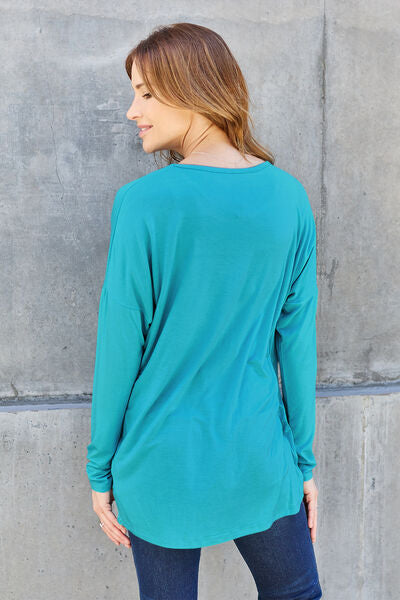 Blue Zone Planet | Basic Bae Full Size Round Neck Dropped Shoulder T-Shirt BLUE ZONE PLANET