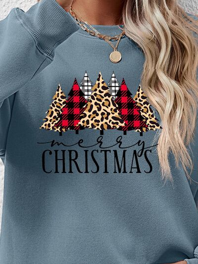 Blue Zone Planet | MERRY CHRISTMAS Round Neck Long Sleeve Sweatshirt BLUE ZONE PLANET