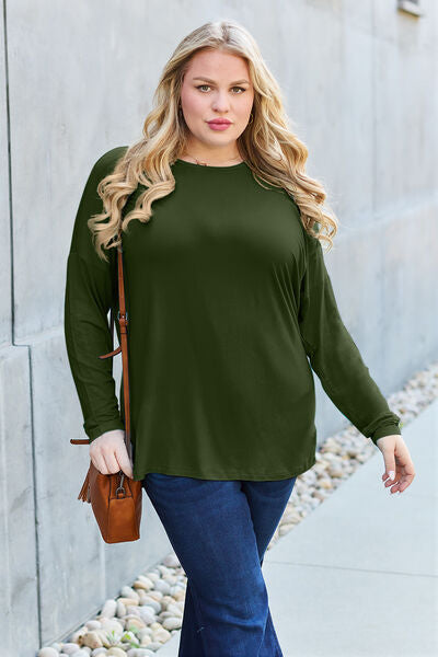 Blue Zone Planet | Basic Bae Full Size Round Neck Dropped Shoulder T-Shirt BLUE ZONE PLANET