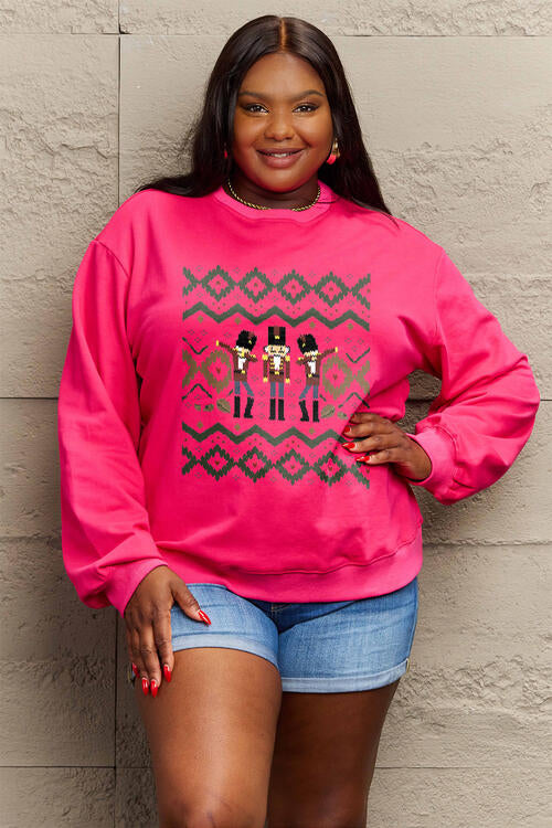 Simply Love Full Size Nutcracker Graphic Long Sleeve Sweatshirt BLUE ZONE PLANET