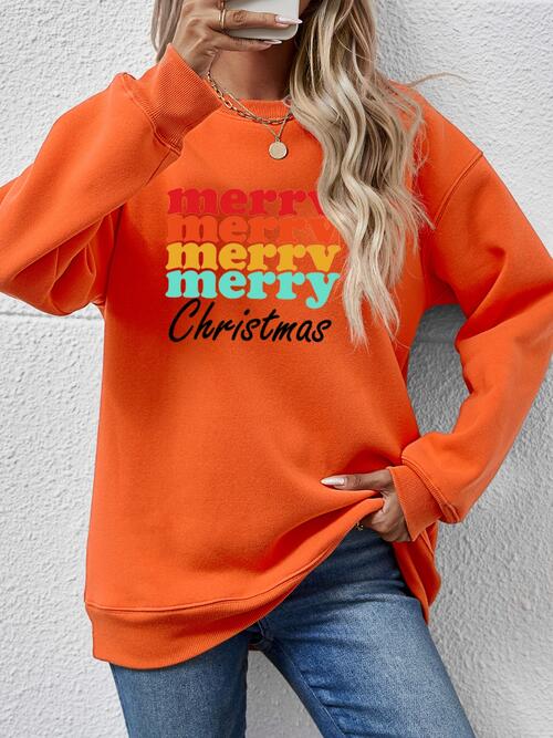 MERRY CHRISTMAS Graphic Long Sleeve Sweatshirt BLUE ZONE PLANET