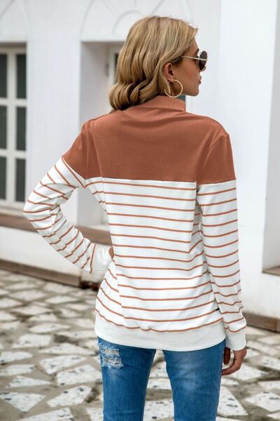 Blue Zone Planet | Striped Contrast Turtleneck Sweater BLUE ZONE PLANET