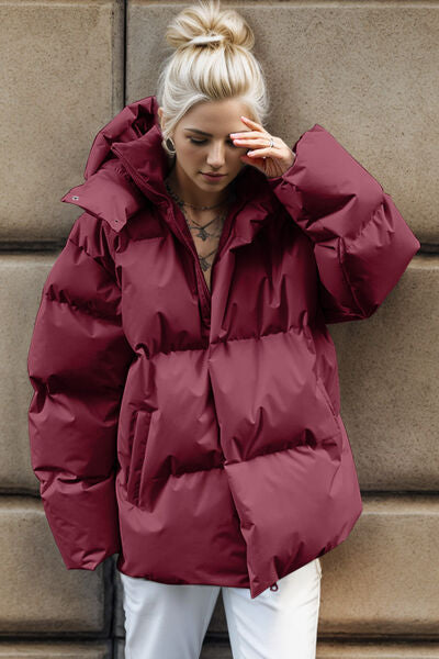 Blue Zone Planet | Pocketed Zip Up Hooded Puffer Jacket BLUE ZONE PLANET