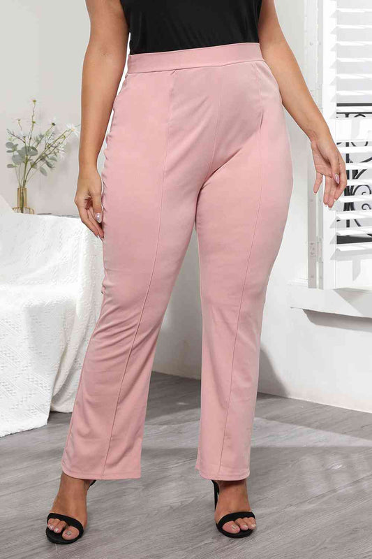 Plus Size Seamed Detail Plain Pants BLUE ZONE PLANET