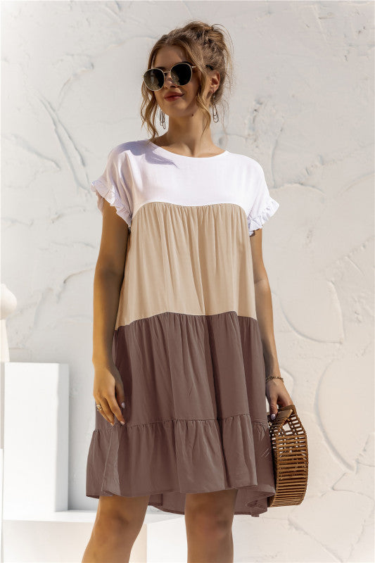 Blue Zone Planet | Color Block Loose Short Sleeve Baby Shirt Dress BLUE ZONE PLANET