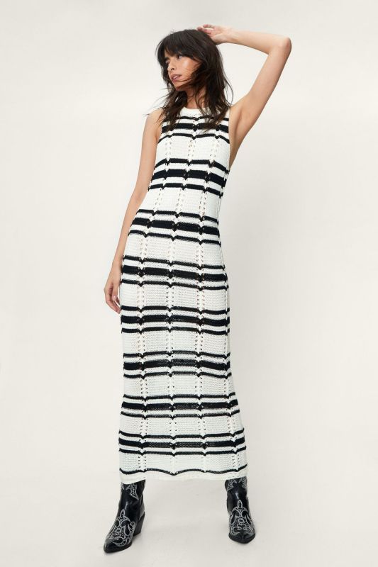 Blue Zone Planet | round neck loose contrast striped dress BLUE ZONE PLANET