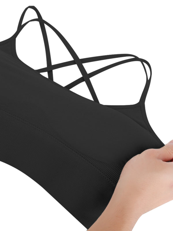 Blue Zone Planet | 3 Pack Sports Bra Padded Crisscross Yoga Bra Seamless Medium-Impact Fitness Activewear BLUE ZONE PLANET
