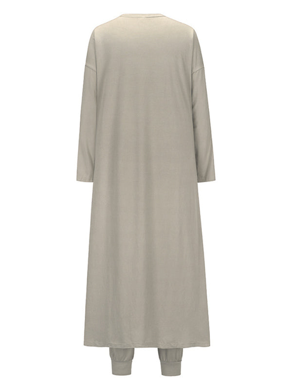 Solid Color Knitted Jacket + Vest + Trousers Home Three Sets kakaclo