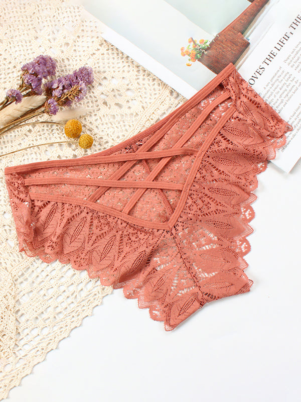 Lace Cross Strap Comfortable Briefs BLUE ZONE PLANET