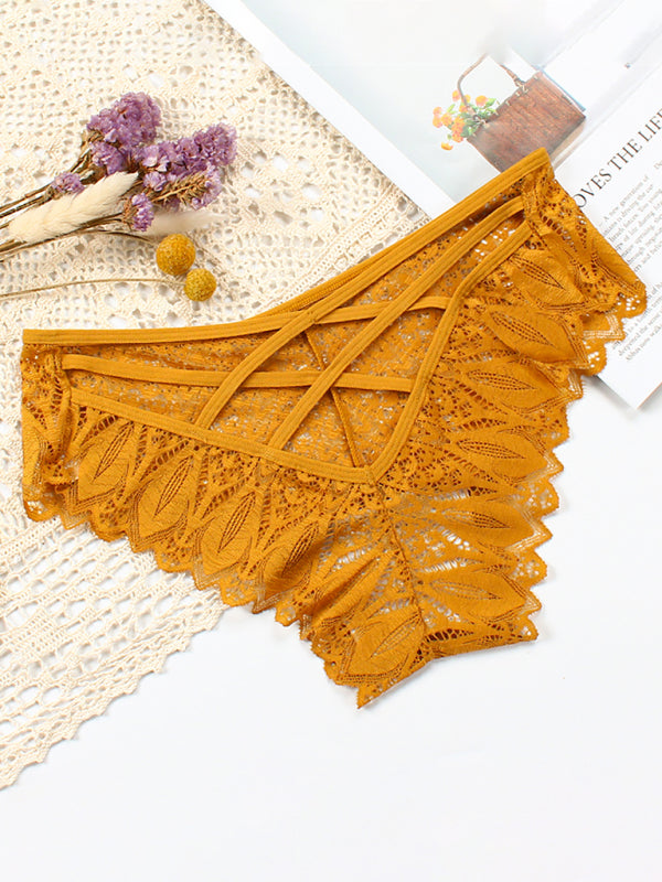 Lace Cross Strap Comfortable Briefs BLUE ZONE PLANET