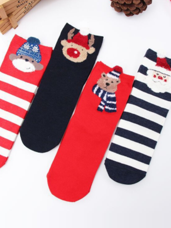 Blue Zone Planet | Cotton Tube Socks Stereo Ear Christmas Socks (4 Pairs Of Loading) kakaclo