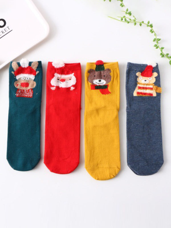 Blue Zone Planet | Cotton Tube Socks Stereo Ear Christmas Socks (4 Pairs Of Loading) kakaclo