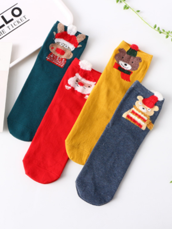 Blue Zone Planet | Cotton Tube Socks Stereo Ear Christmas Socks (4 Pairs Of Loading) kakaclo