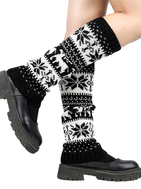 Blue Zone Planet | Women's Christmas Snowflake Fawn Foot Cover Pile Pile Socks kakaclo