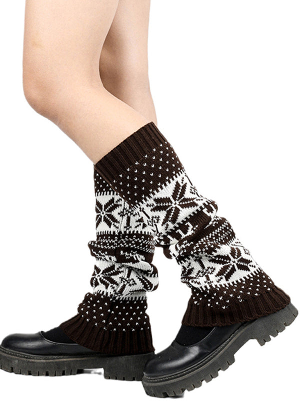 Blue Zone Planet | Women's Christmas Snowflake Fawn Foot Cover Pile Pile Socks kakaclo