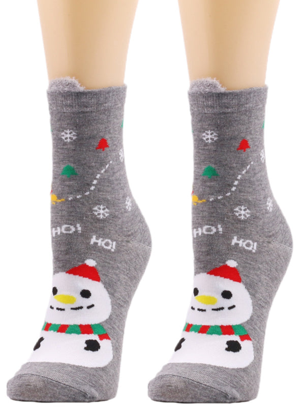Women's Christmas Color Medium Tube Trendy Women's Socks BLUE ZONE PLANET