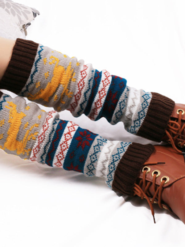 Blue Zone Planet | Women's Christmas Color Leg Cover Christmas Socks kakaclo