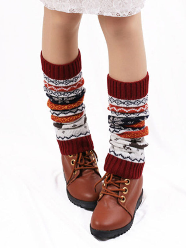 Blue Zone Planet | Women's Christmas Color Leg Cover Christmas Socks kakaclo