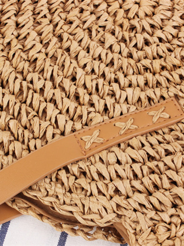 Blue Zone Planet | Round shoulder straw woven bag woven bag beach bag bag straw woven bag BLUE ZONE PLANET