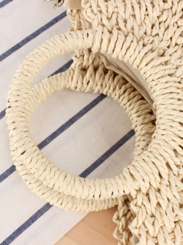 Blue Zone Planet | Half round straw woven bag beach hand woven bag holiday bag BLUE ZONE PLANET