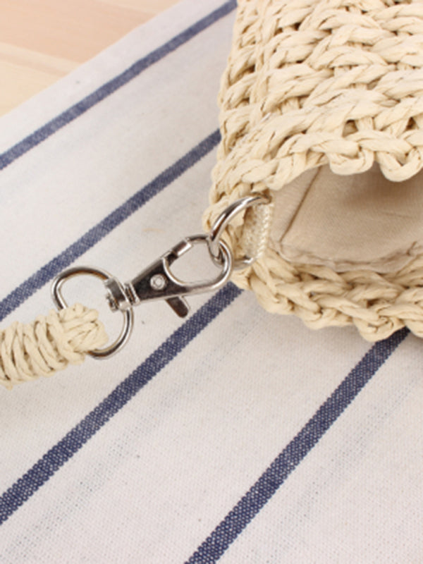 Blue Zone Planet | Half round straw woven bag beach hand woven bag holiday bag BLUE ZONE PLANET