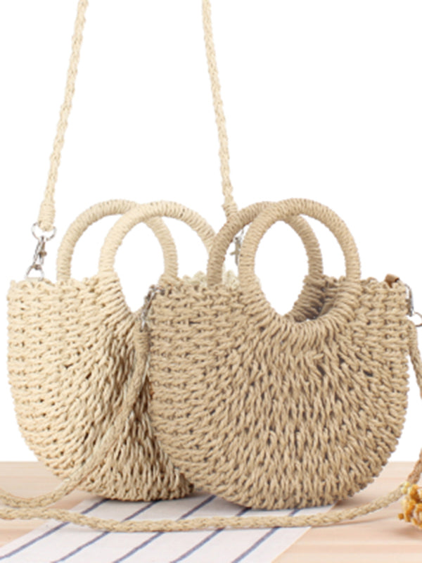 Blue Zone Planet | Half round straw woven bag beach hand woven bag holiday bag BLUE ZONE PLANET