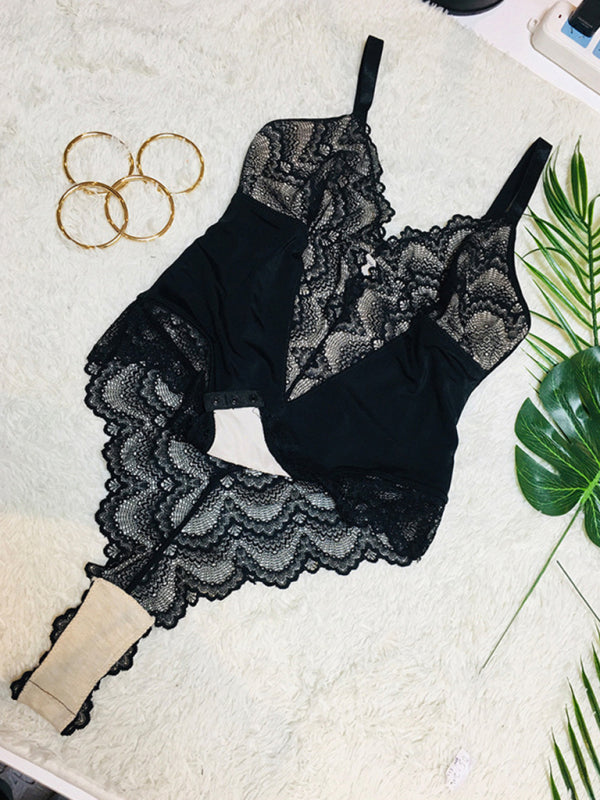 Blue Zone Planet | New sling lace stitching sexy jumpsuit underwear kakaclo