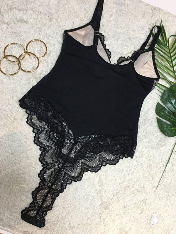 Blue Zone Planet | New sling lace stitching sexy jumpsuit underwear kakaclo