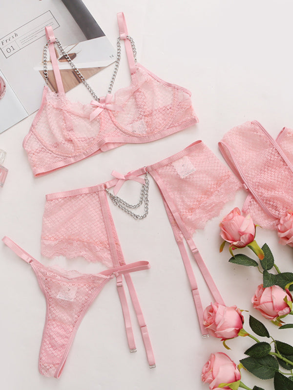 Blue Zone Planet | Women's Sexy Lace Mesh Perspective Sexy Lingerie Set kakaclo